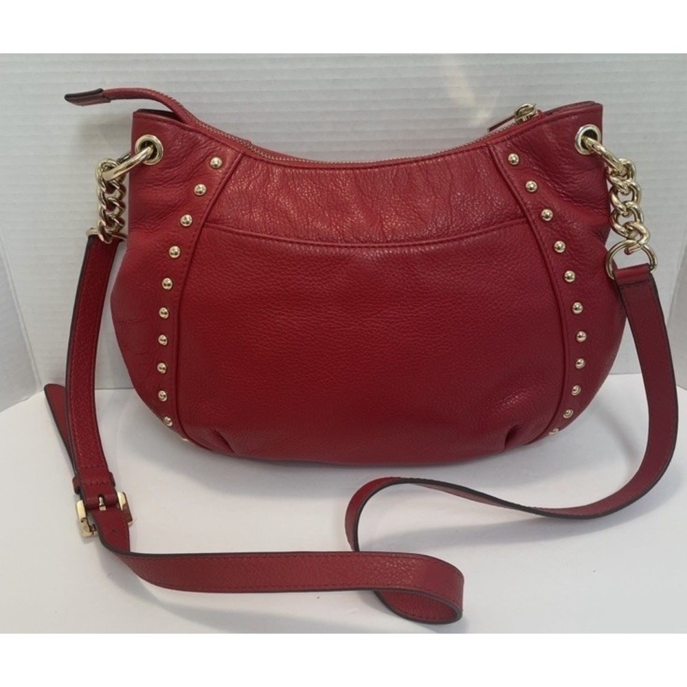 Michael Kors Brooklyn Grommet Medium Hobo Bag in Red Pebbled